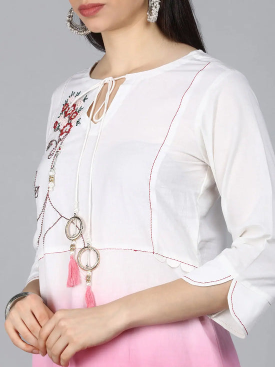 Ahika Women Pink Solid Kurtas