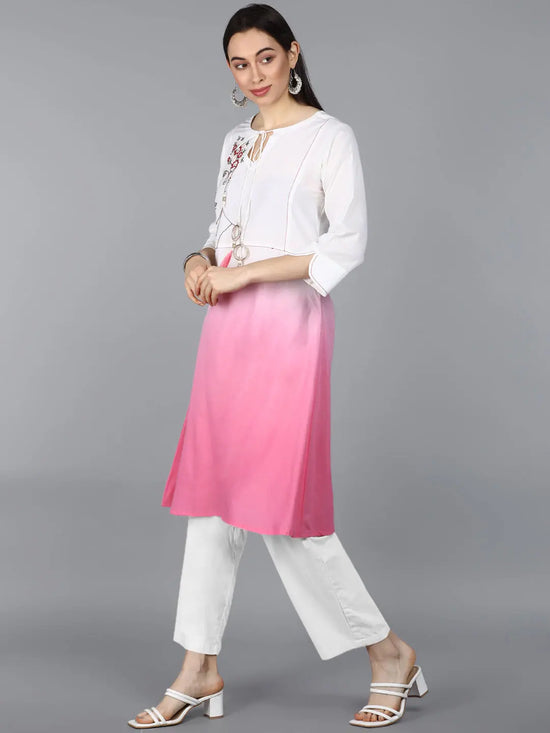 Ahika Women Pink Solid Kurtas