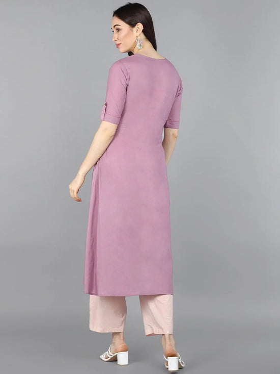 Ahika Women Mauve Solid Kurtas