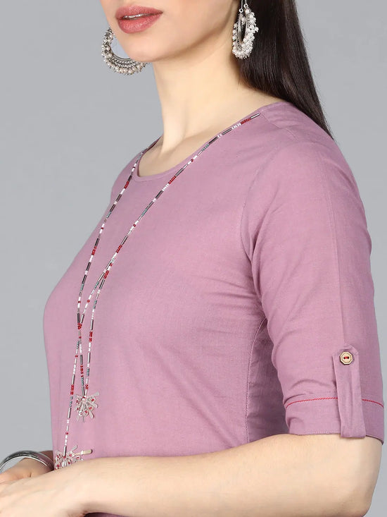 Ahika Women Mauve Solid Kurtas