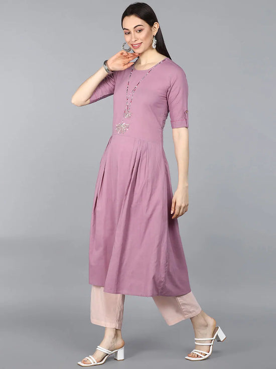 Ahika Women Mauve Solid Kurtas