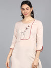 Ahika Women Pink Solid Embroidered Kurtas 1