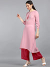 Ahika Women Pink Solid Embroidered Kurtas 3