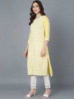 Ahika Women Yellow White Ethnic Motifs Embroidered Kurta