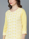 Ahika Women Yellow White Ethnic Motifs Embroidered Kurta