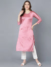 Ahika Women Pink Silk Solid Kurta