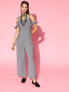 Women Checkered Standard White Jumpsuits & Sets