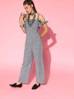 Women Checkered Standard White Jumpsuits & Sets