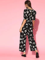 Ahika Women Stylish Black Printed Jumpsuit