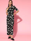 Ahika Women Stylish Black Printed Jumpsuit