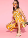 Women Printed Standard Mustard Jumpsuits & Sets