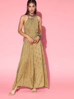 Women Printed Standard Beige Jumpsuits & Sets