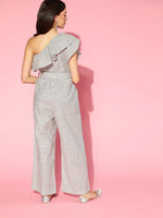 Women Striped Standard Off White Jumpsuits & Sets