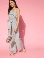 Women Striped Standard Off White Jumpsuits & Sets