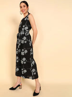 Women Printed Standard Black Jumpsuits & Sets