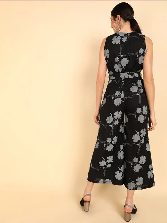 Women Printed Standard Black Jumpsuits & Sets