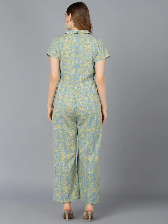 Women Printed Standard Green Jumpsuits & Sets