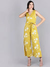 Women Printed Standard Yellow Jumpsuits & Sets