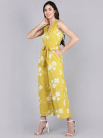 Women Printed Standard Yellow Jumpsuits & Sets