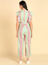 Women Striped Standard Green Jumpsuits & Sets