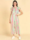 Women Striped Standard Green Jumpsuits & Sets