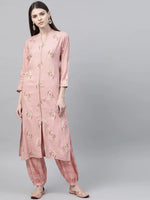 Ahika Women Casual Wear Cotton Fabric Pink Color Printed Trendy Kurta And Palazzo Set Vkset1002