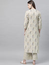 Ahika Women Beige Color Function Wear Cotton Fabric Printed Fancy Kurta And Palazzo Set