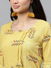 Ahika Women Regular Wear Cotton Fabric Printed Light Yellow Color Simple Kurta And Palazzo