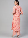 Ahika Women Daily Wear Pink Color Cotton Fabric Printed Fancy Kurta And Palazzo Set