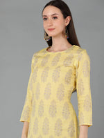 Ahika Women Yellow Pure Cotton Printed Kurta Palazzos 1