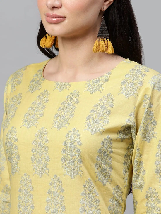 Ahika Women Yellow Color Function Wear Cotton Fabric Fancy Kurta And Palazzo Set