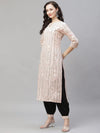 Ahika Women Peach Coloured Printed Regular Pure Cotton Kurta With Palazzos