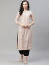 Ahika Women Peach Coloured Printed Regular Pure Cotton Kurta With Palazzos