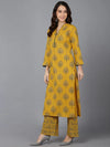 Ahika Women Mustard Pure Cotton Kurta Trousers