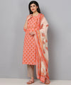 Ahika Women Pink And White Color Cotton Fabric Printed Fancy Kurta