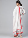 Ahika Women Off White Red Ethnic Motifs Printed Pure Cotton Kurta With Salwar Dupatta