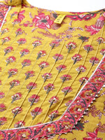 Ahika Women Yellow Ethnic Motifs Printed Regular Pure Cotton Kurta With Trousers