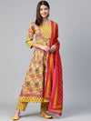 Ahika Women Yellow Ethnic Motifs Printed Regular Pure Cotton Kurta With Trousers