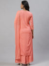 Ahika Women Peach Coloured Yoke Design Pure Cotton Kurta With Palazzos Dupatta