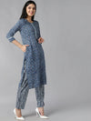 Ahika Women Blue Ethnic Motifs Printed Regular Pure Cotton Kurta With Trousers With Dupatta Set