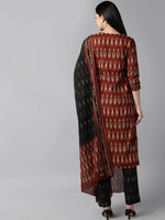 Ahika Women Red Ethnic Motifs Printed Regular Pure Cotton Kurta With Trousers