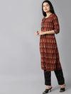 Ahika Women Red Ethnic Motifs Printed Regular Pure Cotton Kurta With Trousers