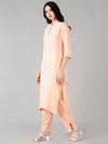 Ahika Women Peach Solid Embroidered Kurta Trousers With Dupatta