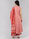 Ahika Women Peach Printed Kurta Palazzos With Dupatta