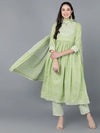 Ahika Women Green Pure Cotton Printed Kurta Trousers With Dupatta