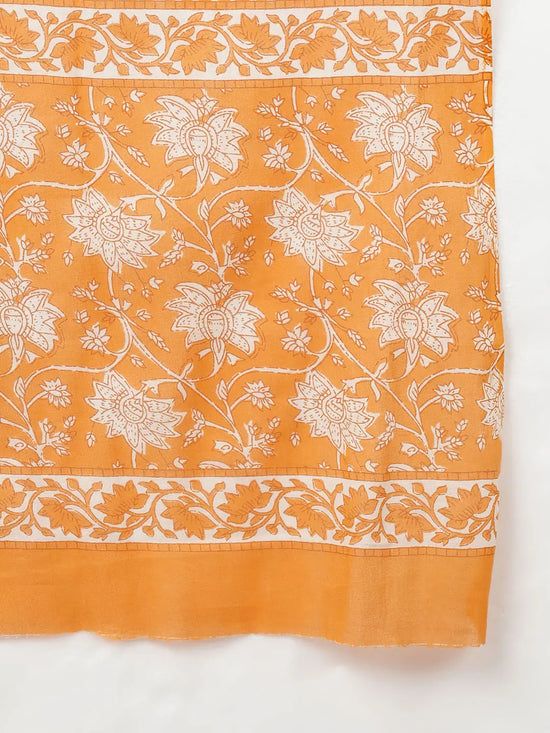 Ahika Women Orange Pure Cotton Kurta Sharara With Dupatta