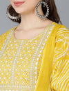 Ahika Women Yellow Pure Cotton Kurta Trousers With Dupatta