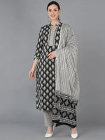 Ahika Women Black Pure Cotton Abstract Printed