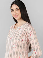 Ahika Women Peach Striped Printed Top