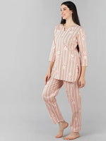 Ahika Women Peach Striped Printed Top